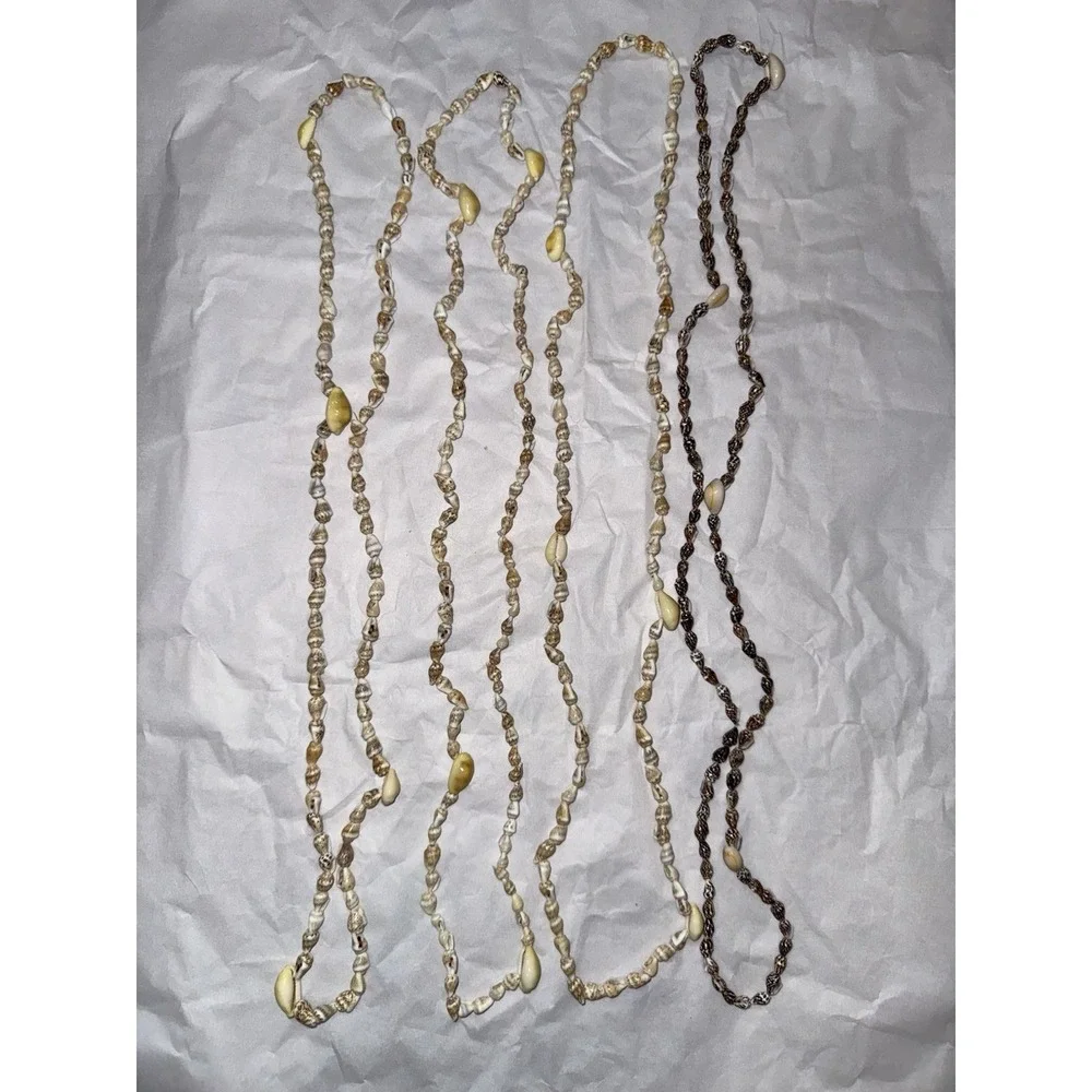 Lot Of 4 Traditional Hawaiian Small Shell Necklace / 1 Brown / 3 Light Color